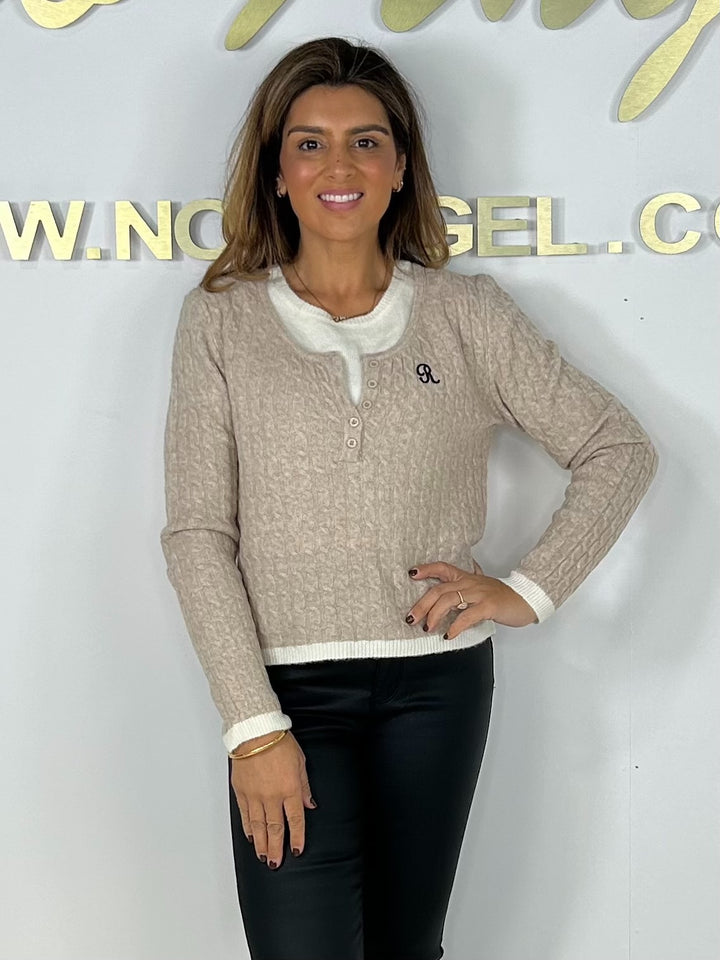 Cable Knit Jumper With Underlay (4 Colours)