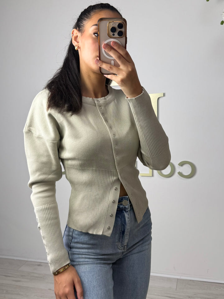 Soft Knit Button Up Ribbed Bottom Cardigan (4 Colours)