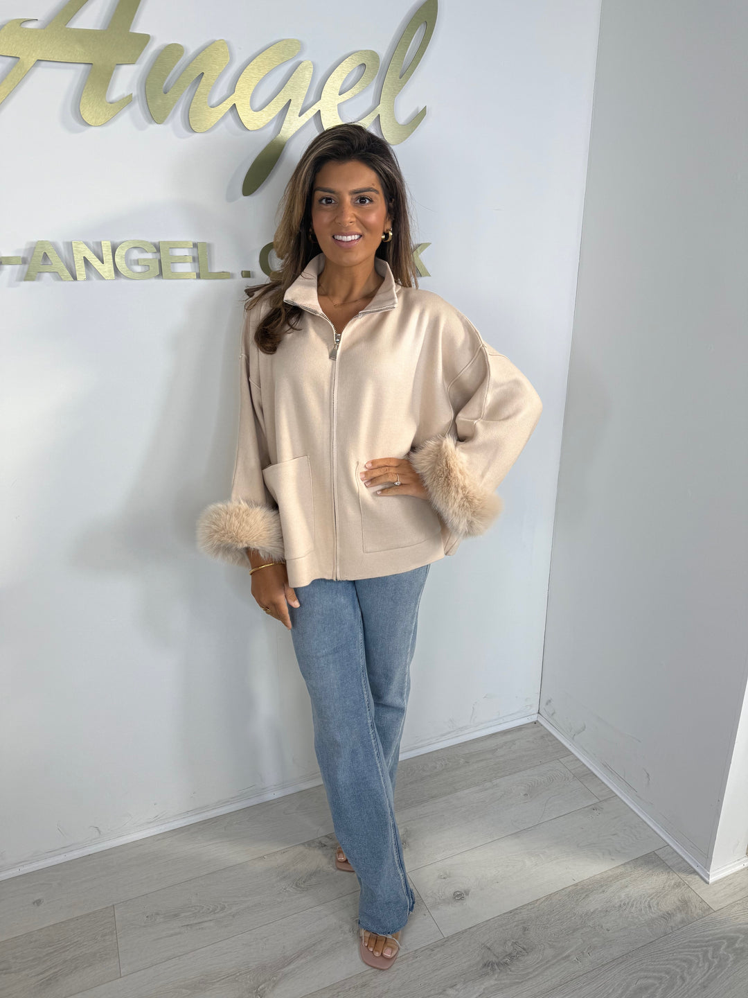 Flat Knit Zip Up Faux Cuff Trim Cardigan (6 Colours)
