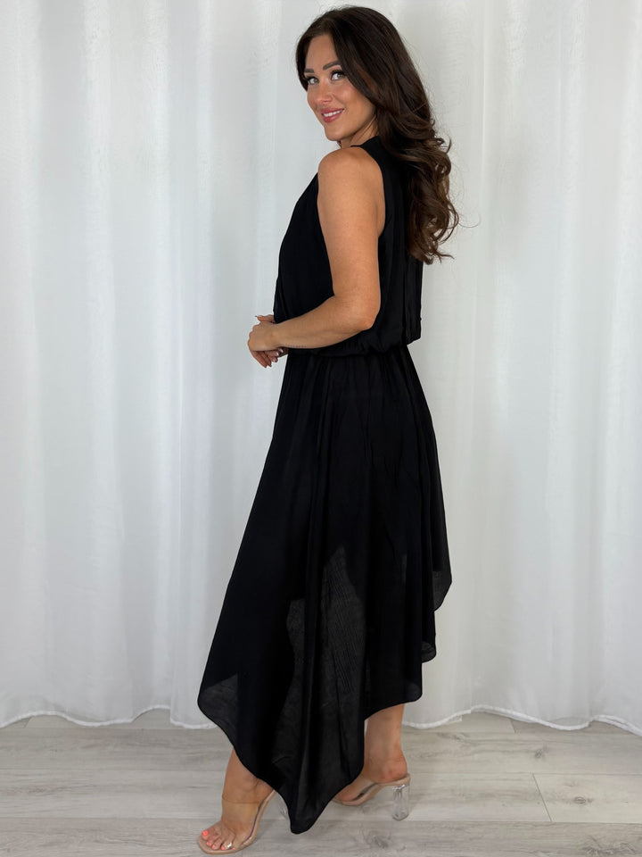 Asymmetric Style Bubble Hem Midi Dress (3 Colours)