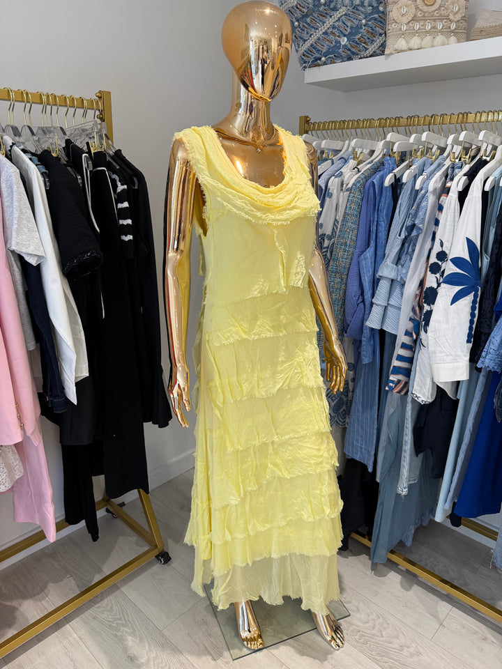 Silk Ruffle Layered Short Sleeve Maxi Dress (5 Colours)