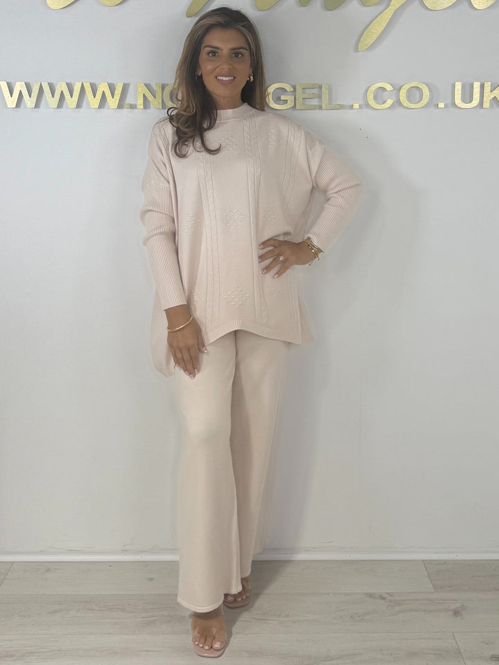 Soft Knit Diamond Design Jumper & Wide Leg Trouser Co-ord (6 Colours)