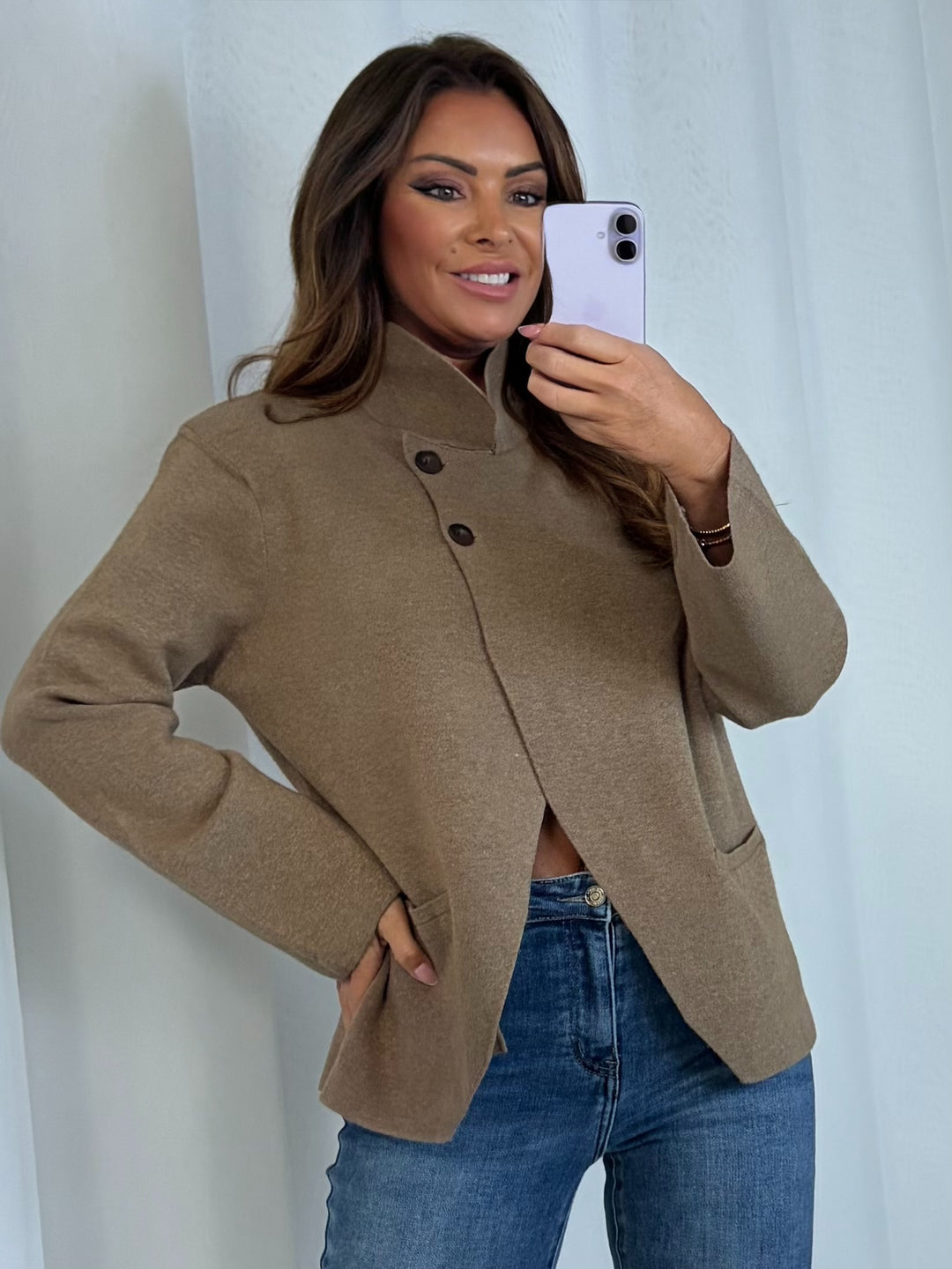 High Neck Crossover Button Cardigan (3 Colours)