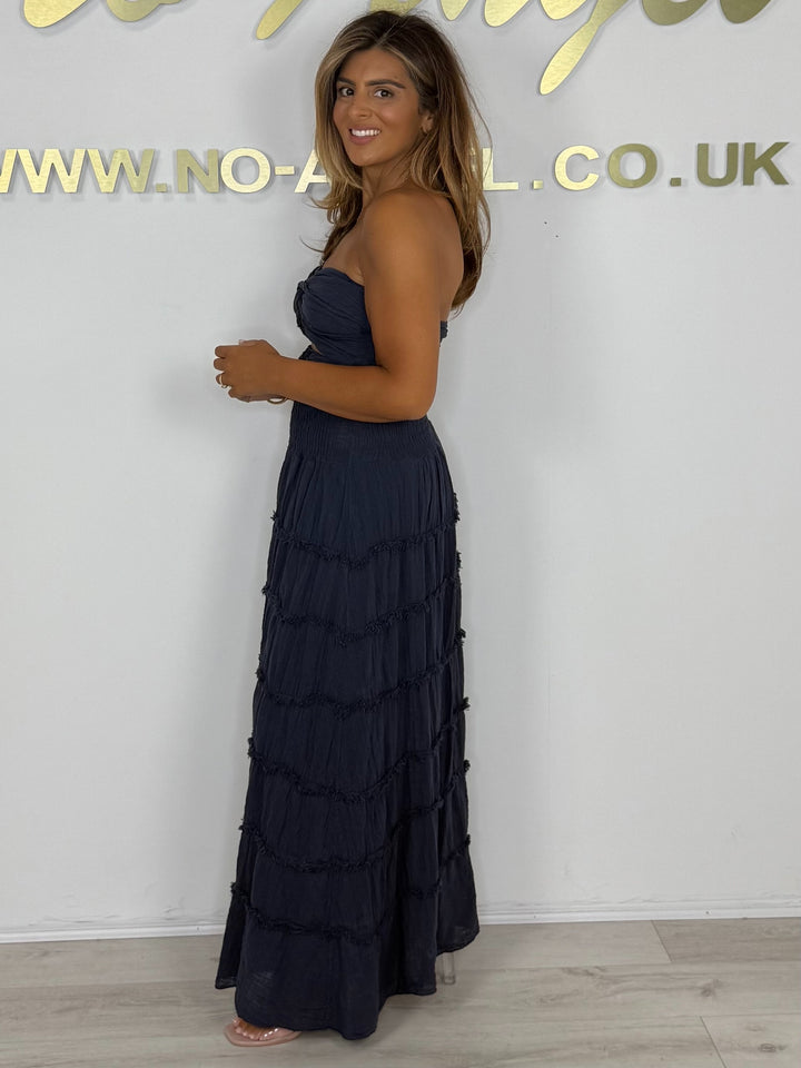 Knot Front Detail Raw Edge Detail Maxi Dress (5 Colours)