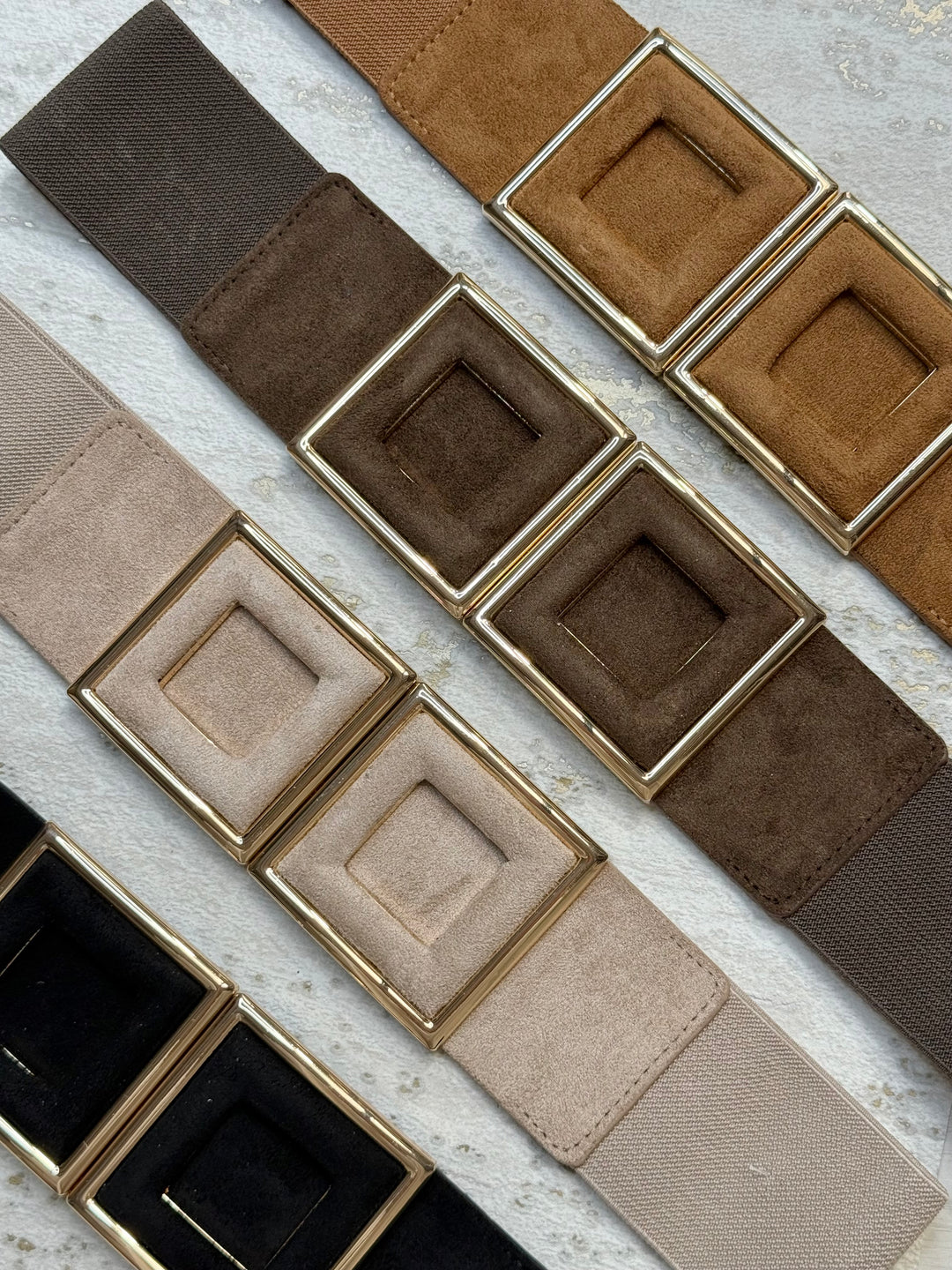 Suedette Squared Detail Interlock Belt (5 Colours)