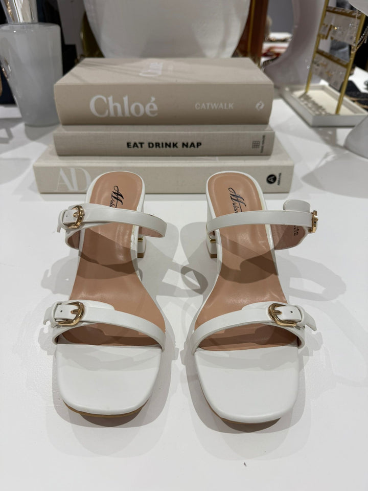 Double Buckle Strap Block Heel (4 Colours)
