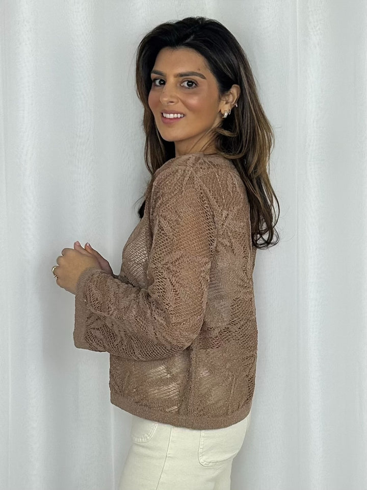 Oversized Mesh Leaf Crochet Design Jumper (4 Colours)