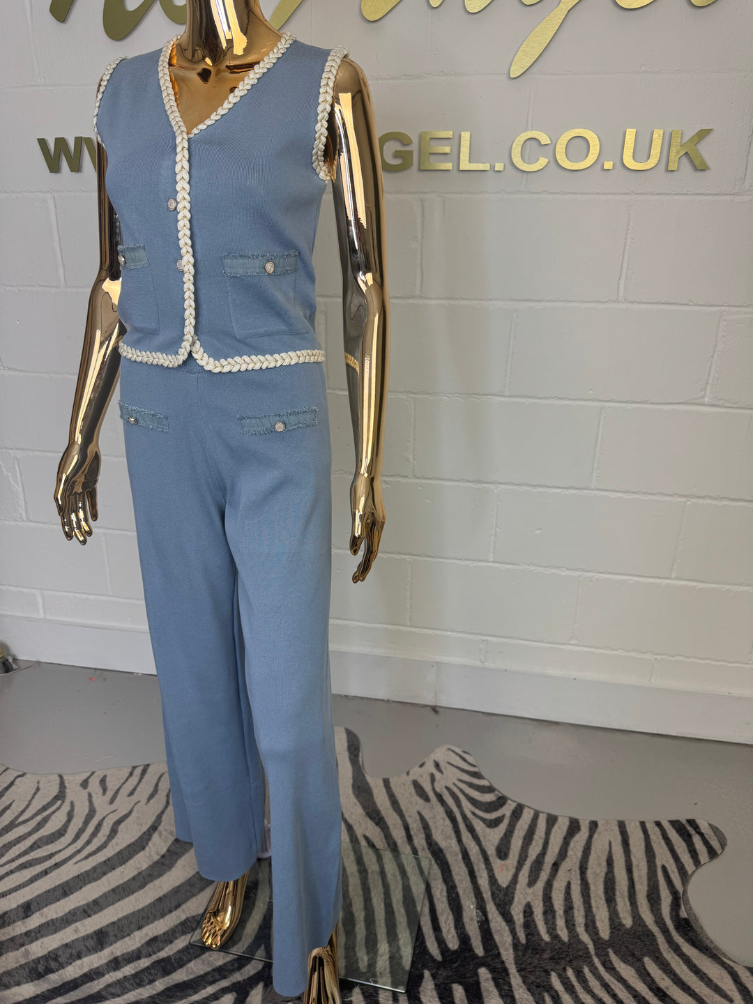 Plaited Trim Waistcoat & Trouser Co-ord (2 Colours)