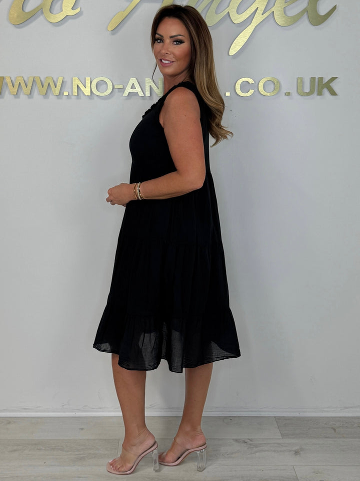 Ruffle Edge Ribbed Top Midi Dress (4 Colours)