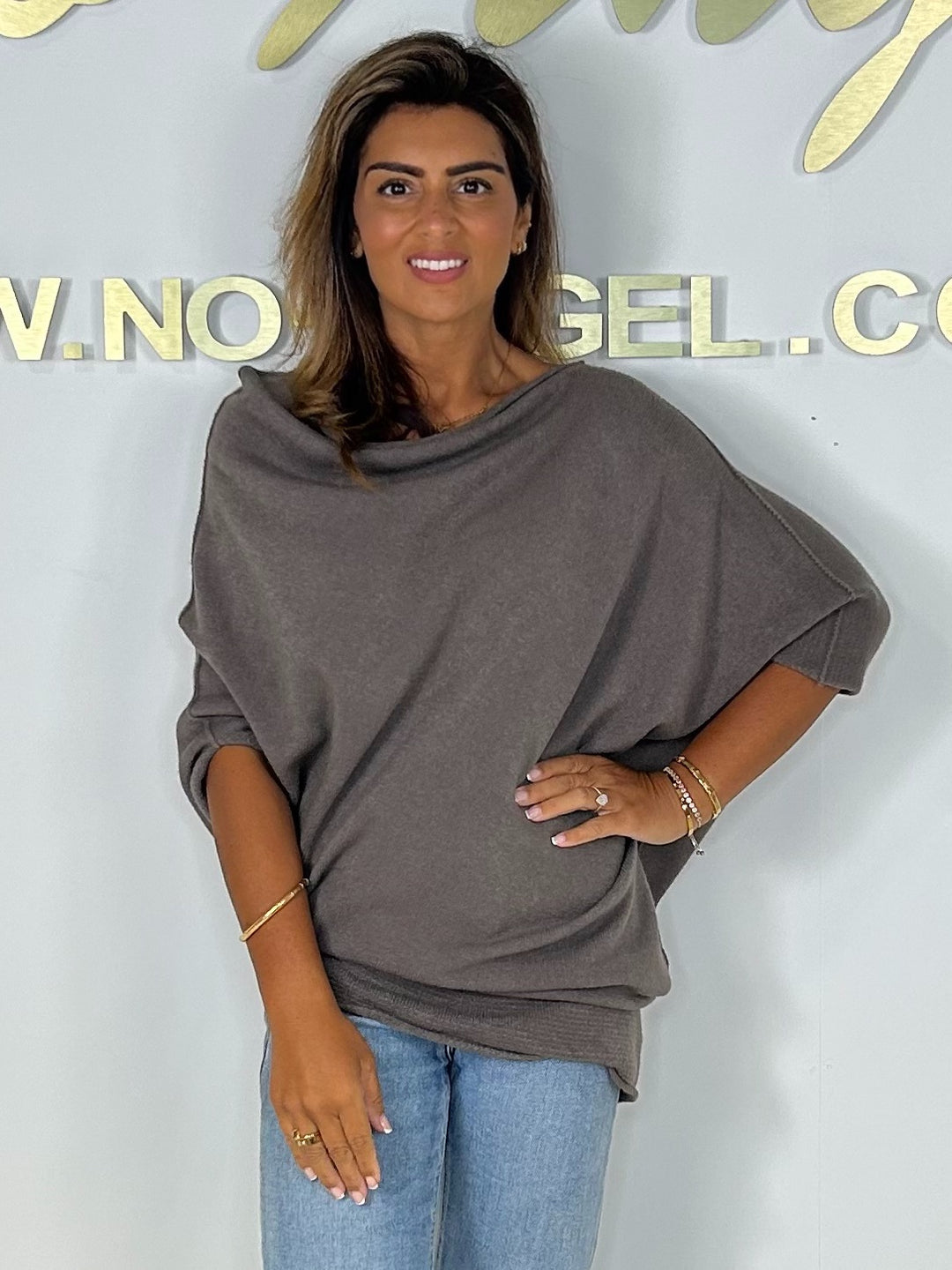 Soft Knit Slash Neck Asymmetric Oversized Jumper (7 Colours)