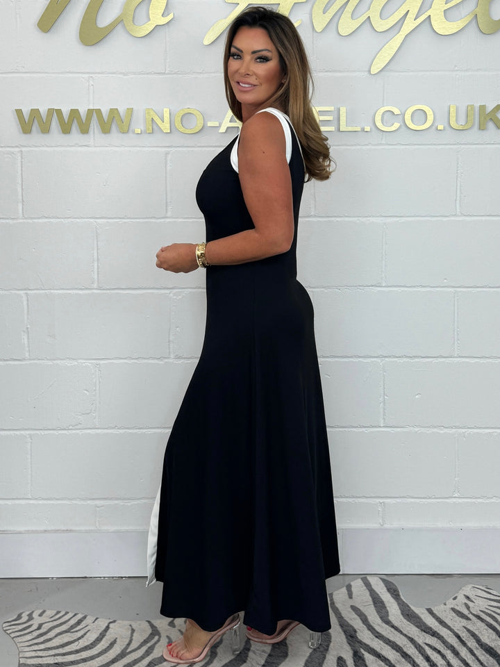 Panelled Front Split Maxi Dress