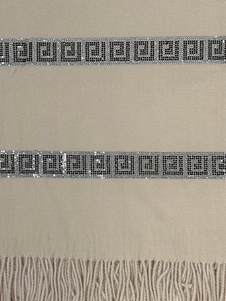 Designer Inspired Diamante Design Tassel Edge Scarf (2 Colours)