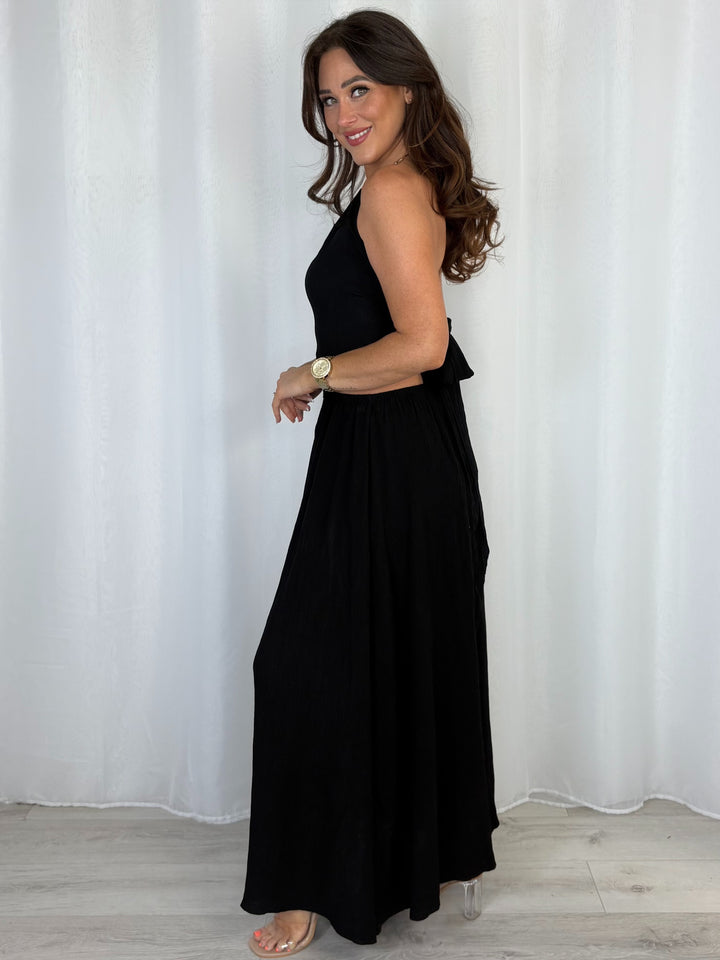 Gold Neck Hardware Halter Neck Cut Out Dress (3 Colours)