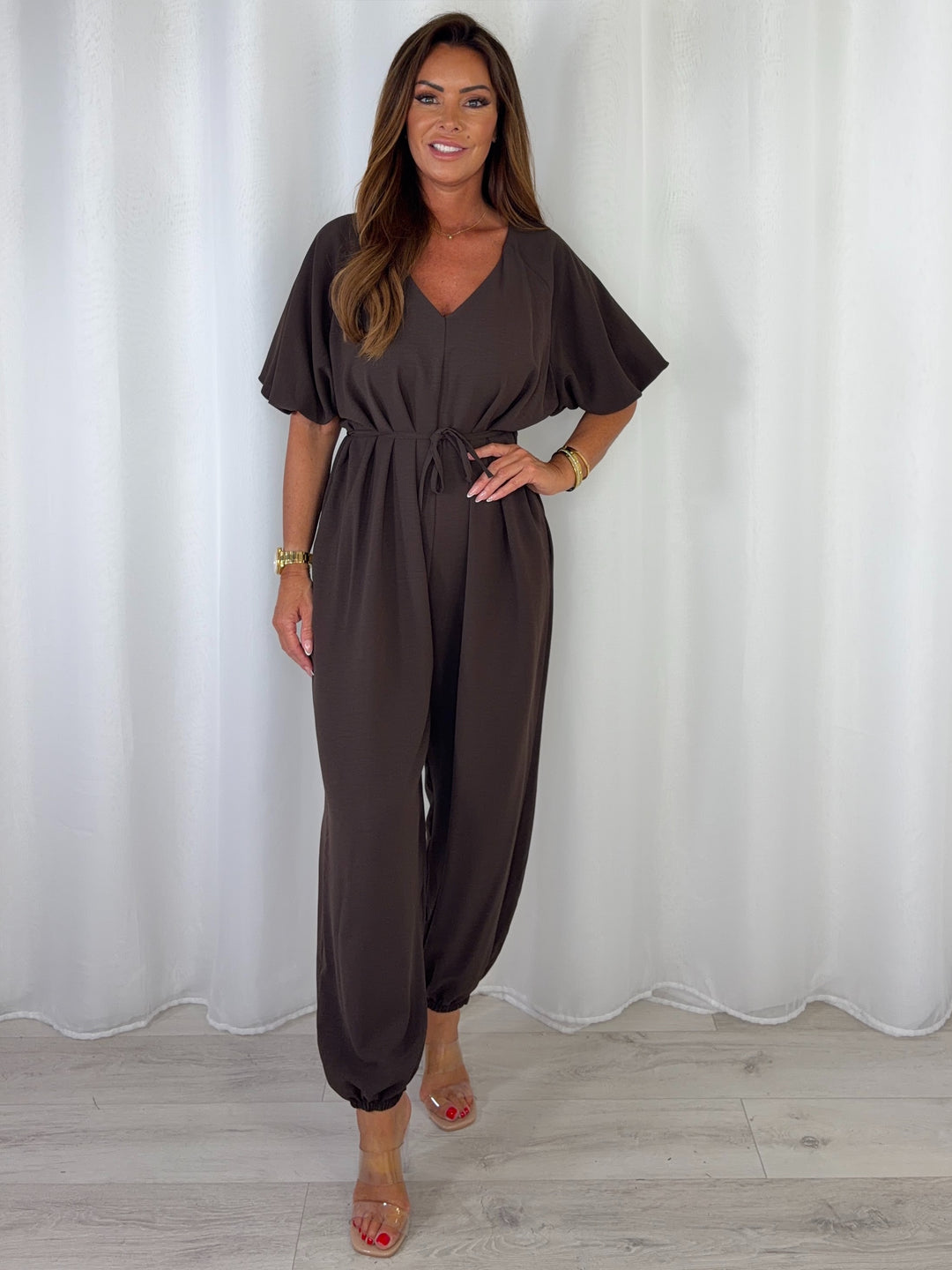 V-Neck Tie Up Waist Jumpsuit (5 Colours)