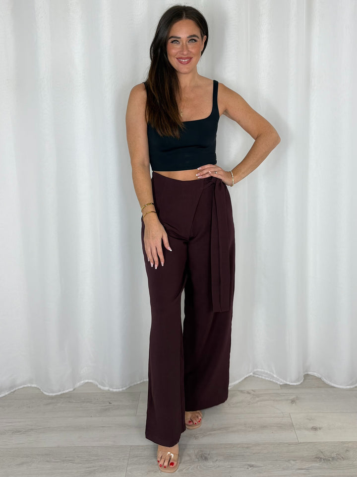Wide Leg Trousers With Tie Up Bow (4 Colours)