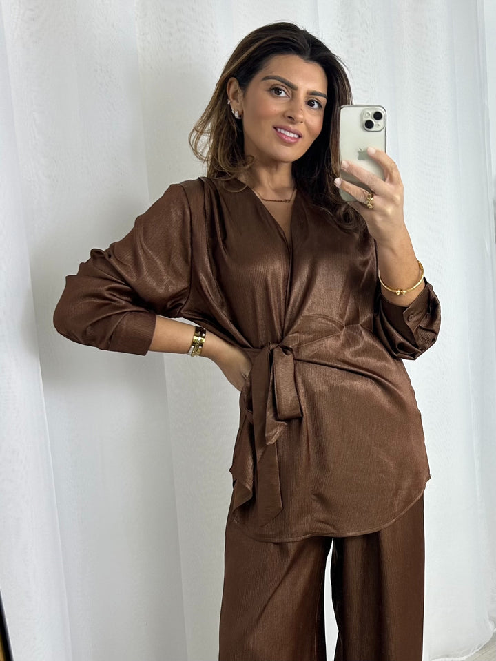 Shimmer Tie Up Trouser Co-Ord (3 Colours)