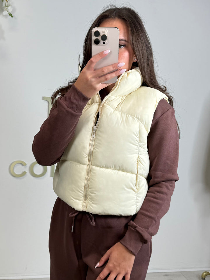 Cropped Puffer Drawstring Bodywarmer (2 Colours)