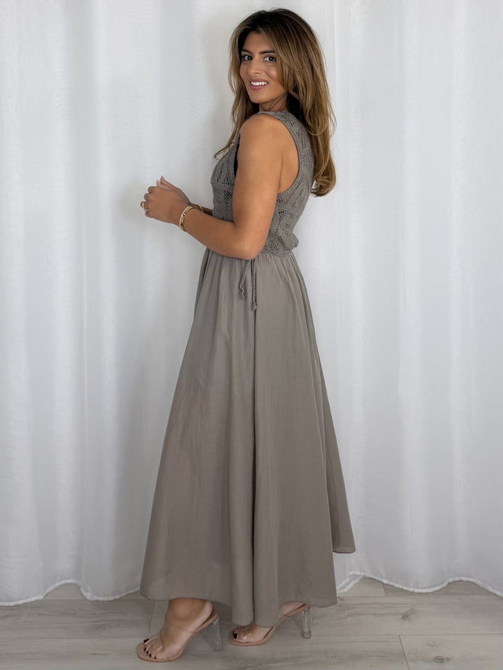 Crochet Sleeveless Side Tie Dress (5 Colours)