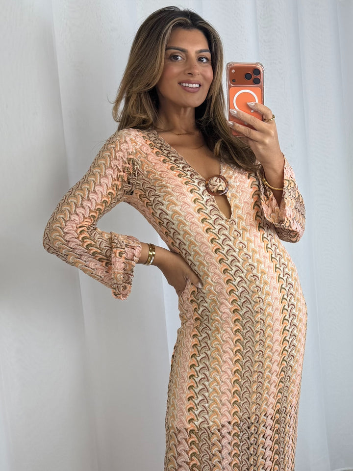 ZigZag V-Neck Buckle Maxi Dress (4 Colours)