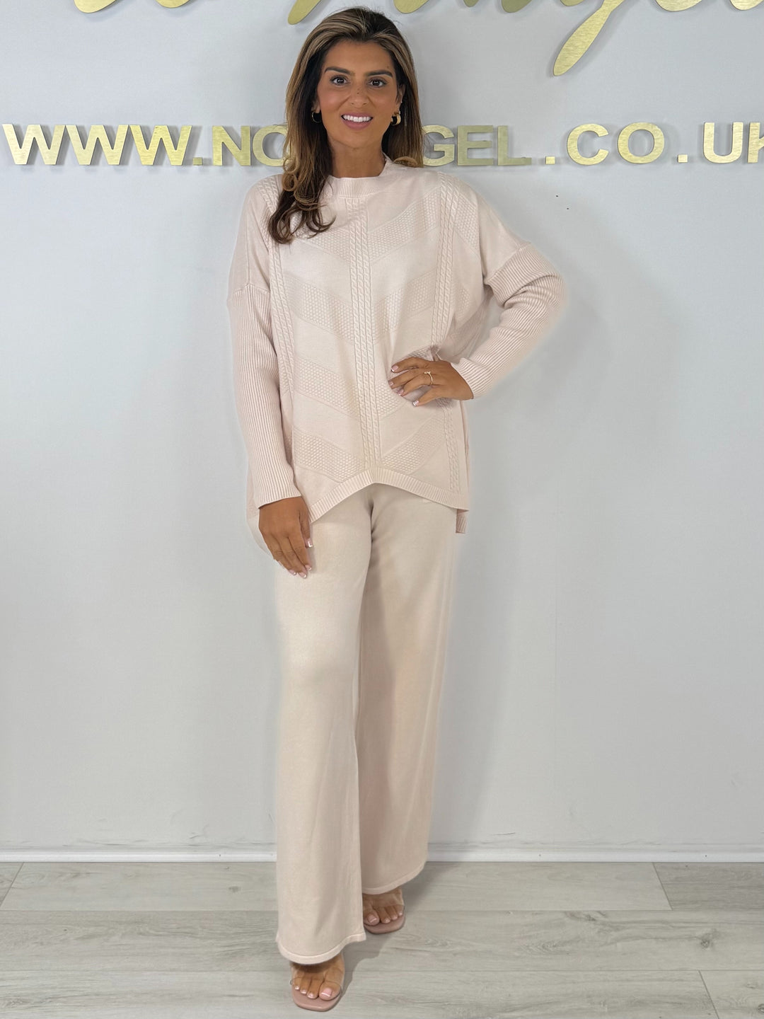 Soft Knit Cable Design Jumper & Wide Leg Trouser Co-ord (6 Colours)