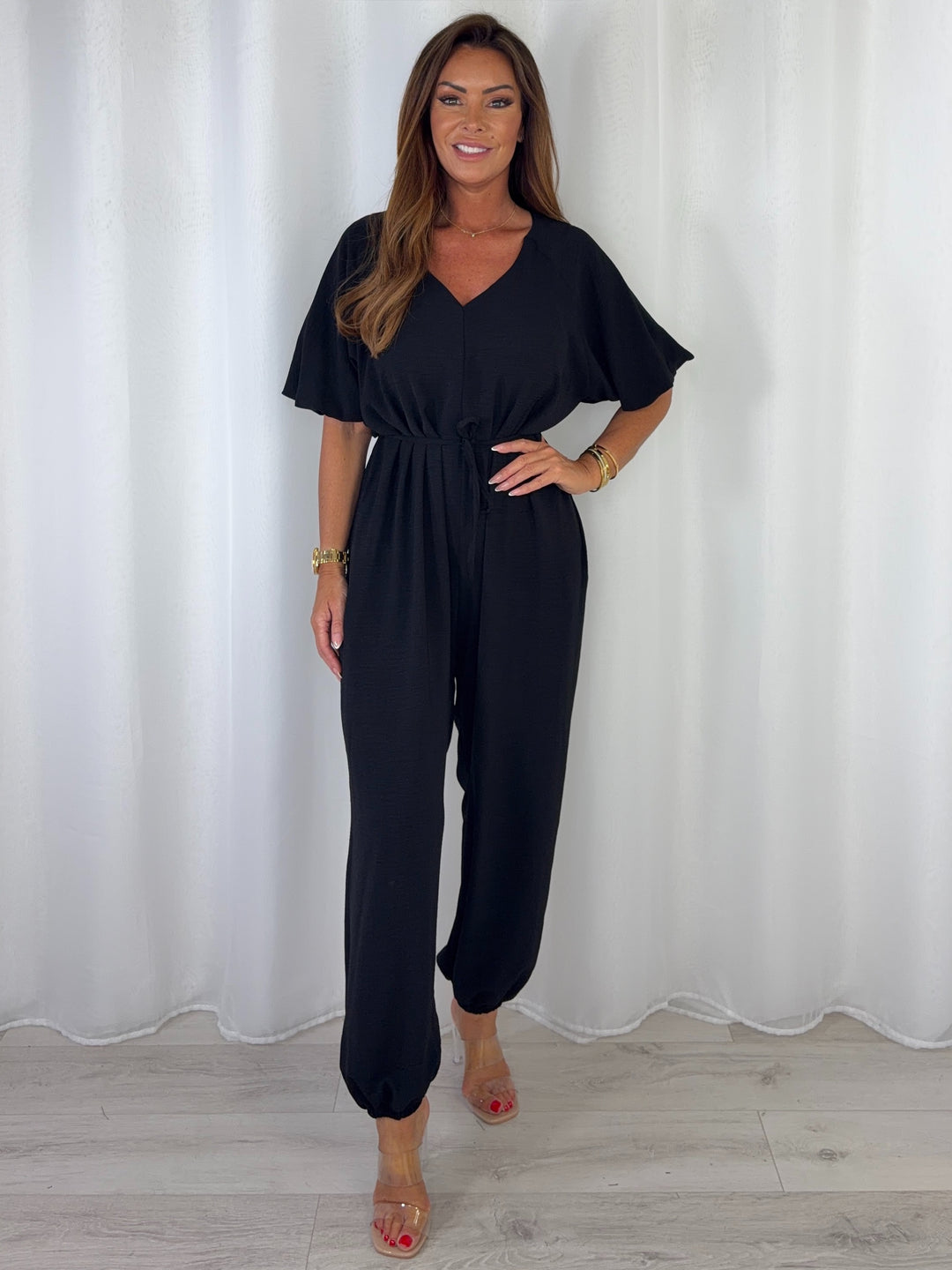 V-Neck Tie Up Waist Jumpsuit (5 Colours)