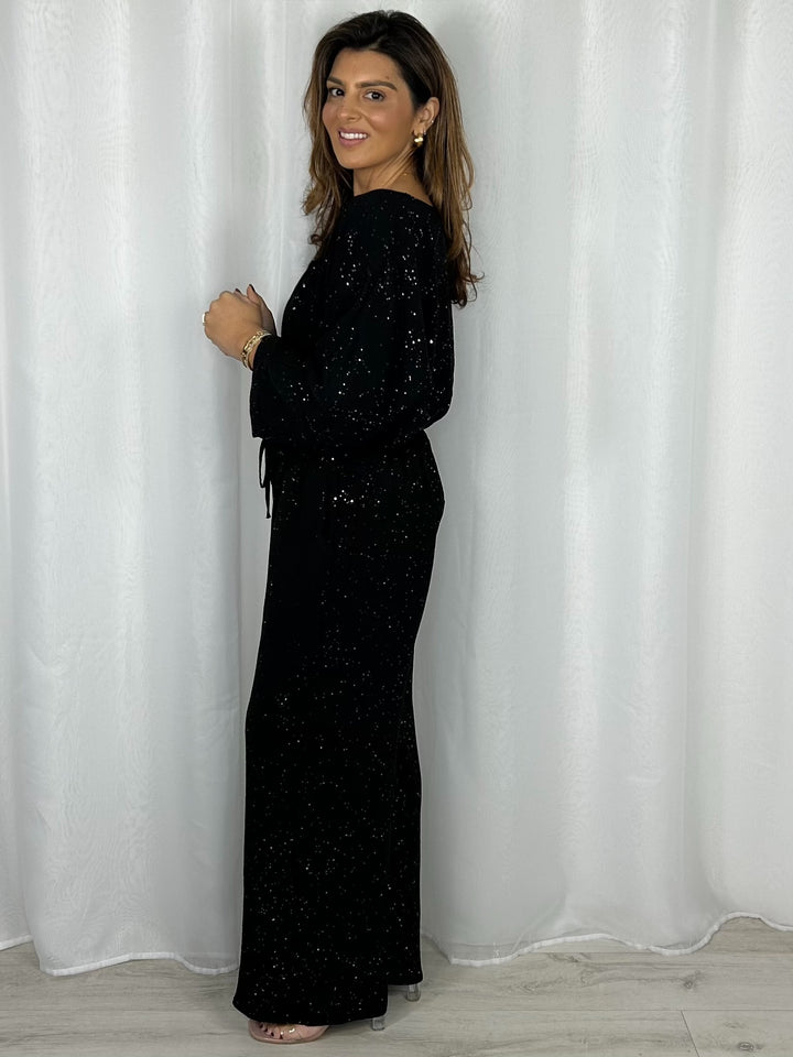 Gold Buckle Splatter Detail Trouser Co-ord (2 Colours)