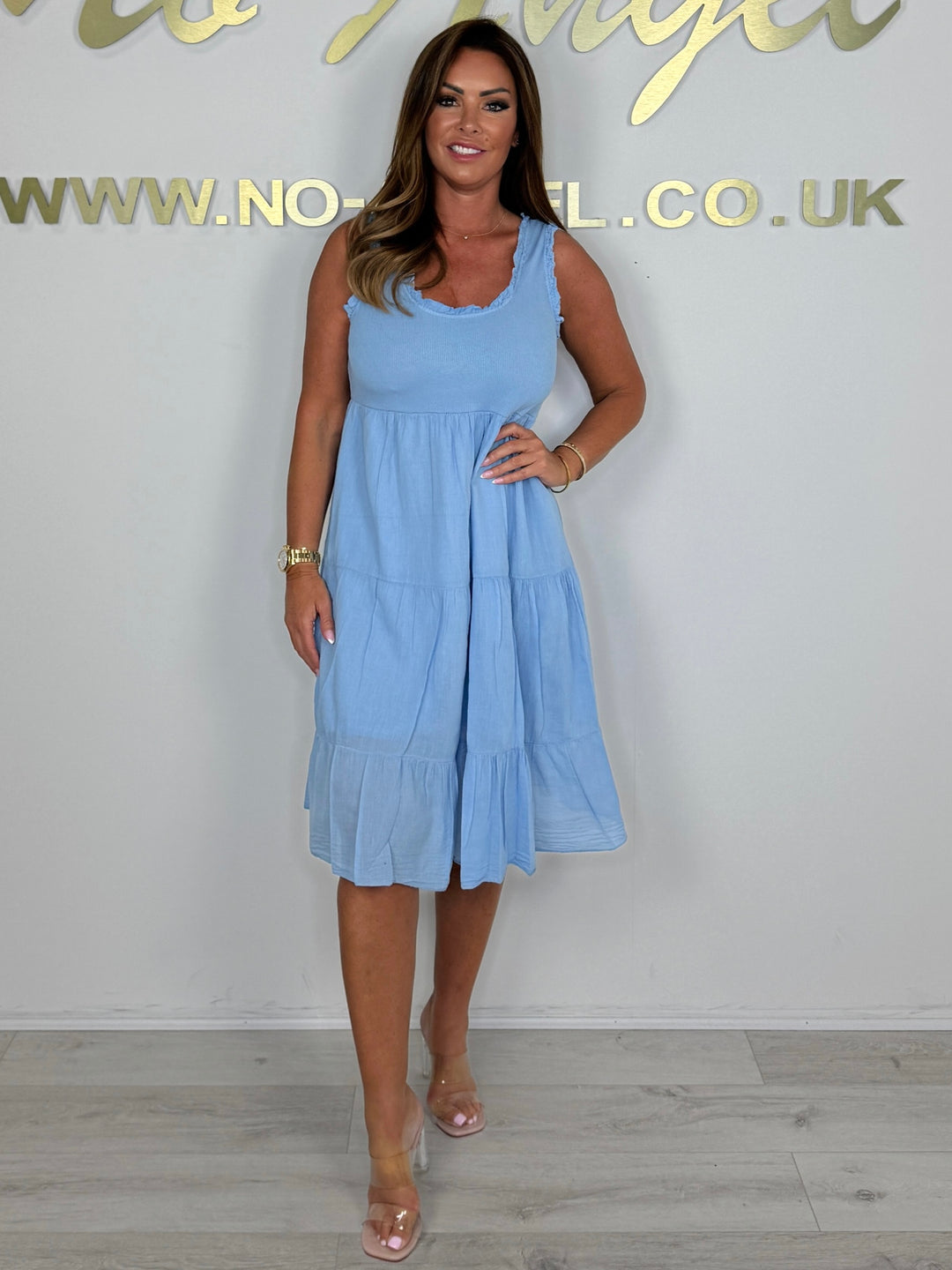 Ruffle Edge Ribbed Top Midi Dress (4 Colours)