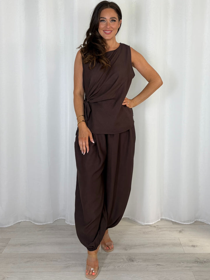 Harem Trouser Tie Side Vest Co-Ord (6 Colours)