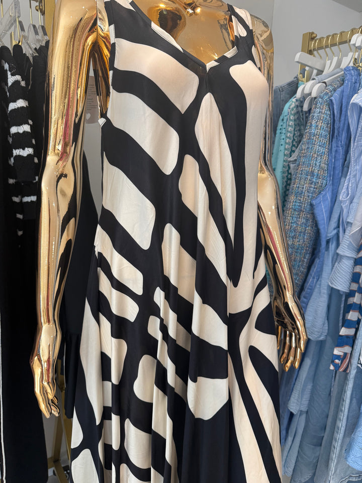 Silk Mix Print Maxi Dress With Pockets (2 Colours)