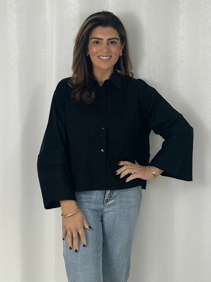 Wide Sleeve Collared Button Up Shirt (4 Colours)