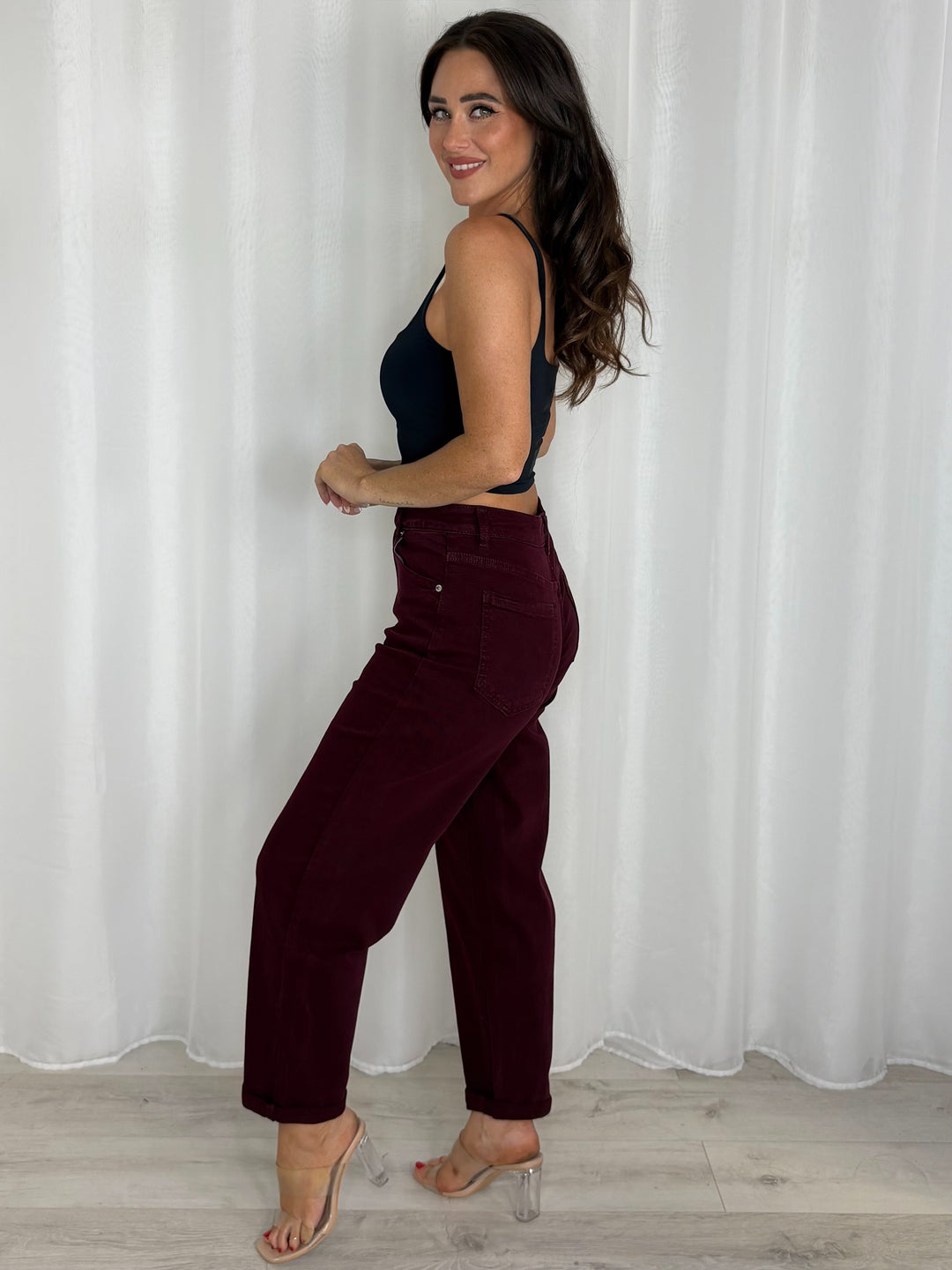 Turn Up Bottom Mom Jeans (15 Colours)