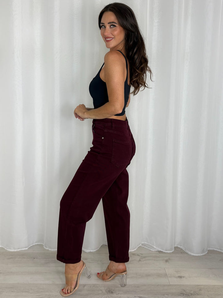 Turn Up Bottom Mom Jeans (15 Colours)