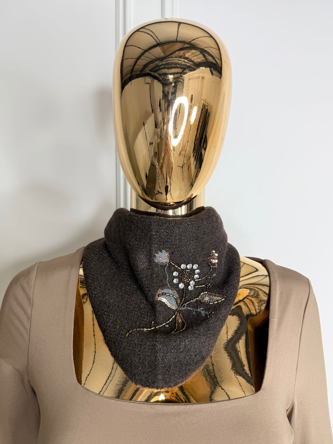Embellished Knit Neck Bandana