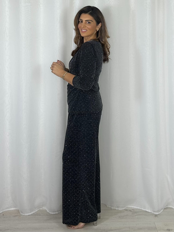 Scattered Diamante Cross Over Tie Front Co-Ord (2 Colours)