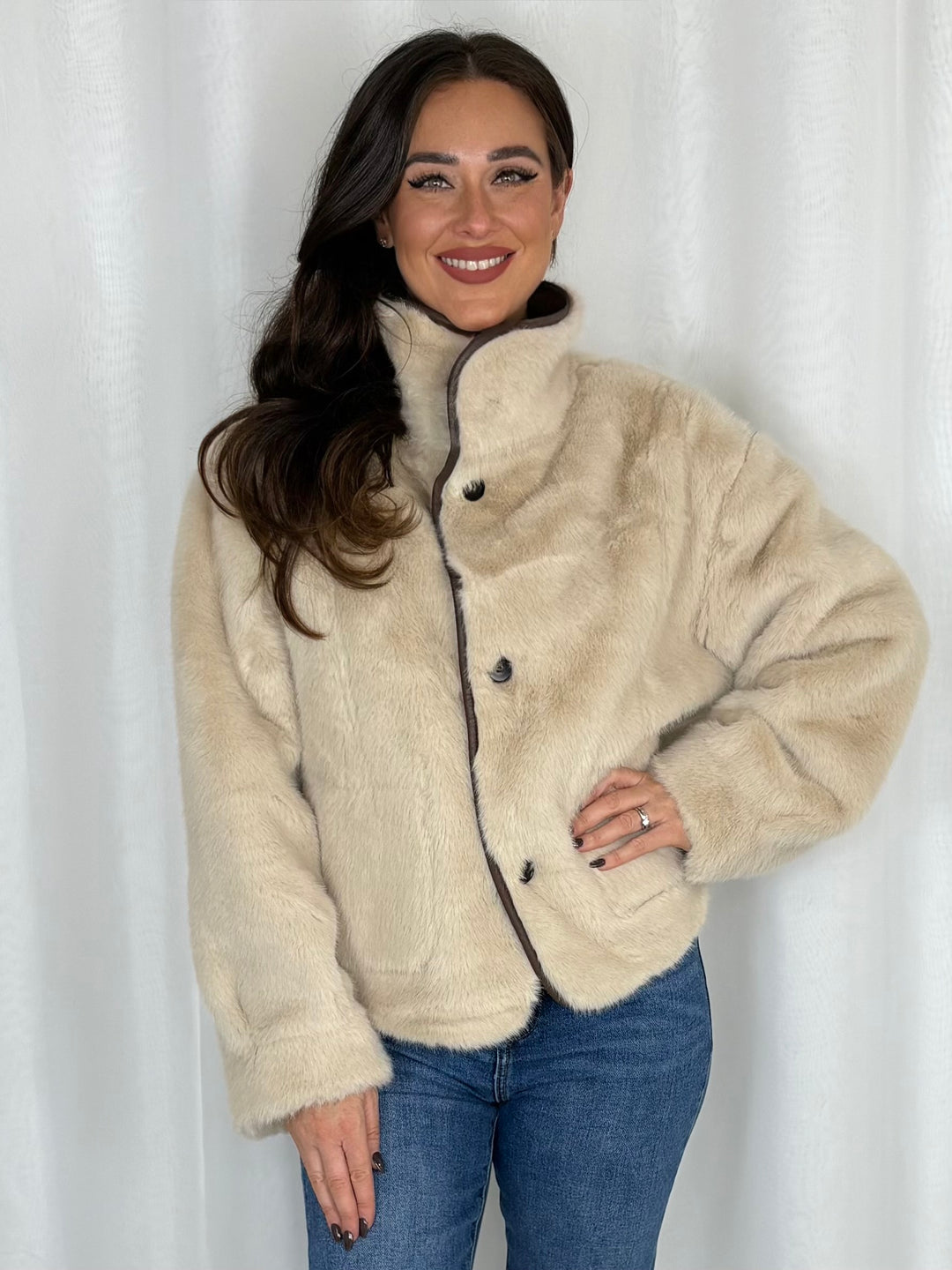 Reversible Faux Suede And Faux Fur Jacket