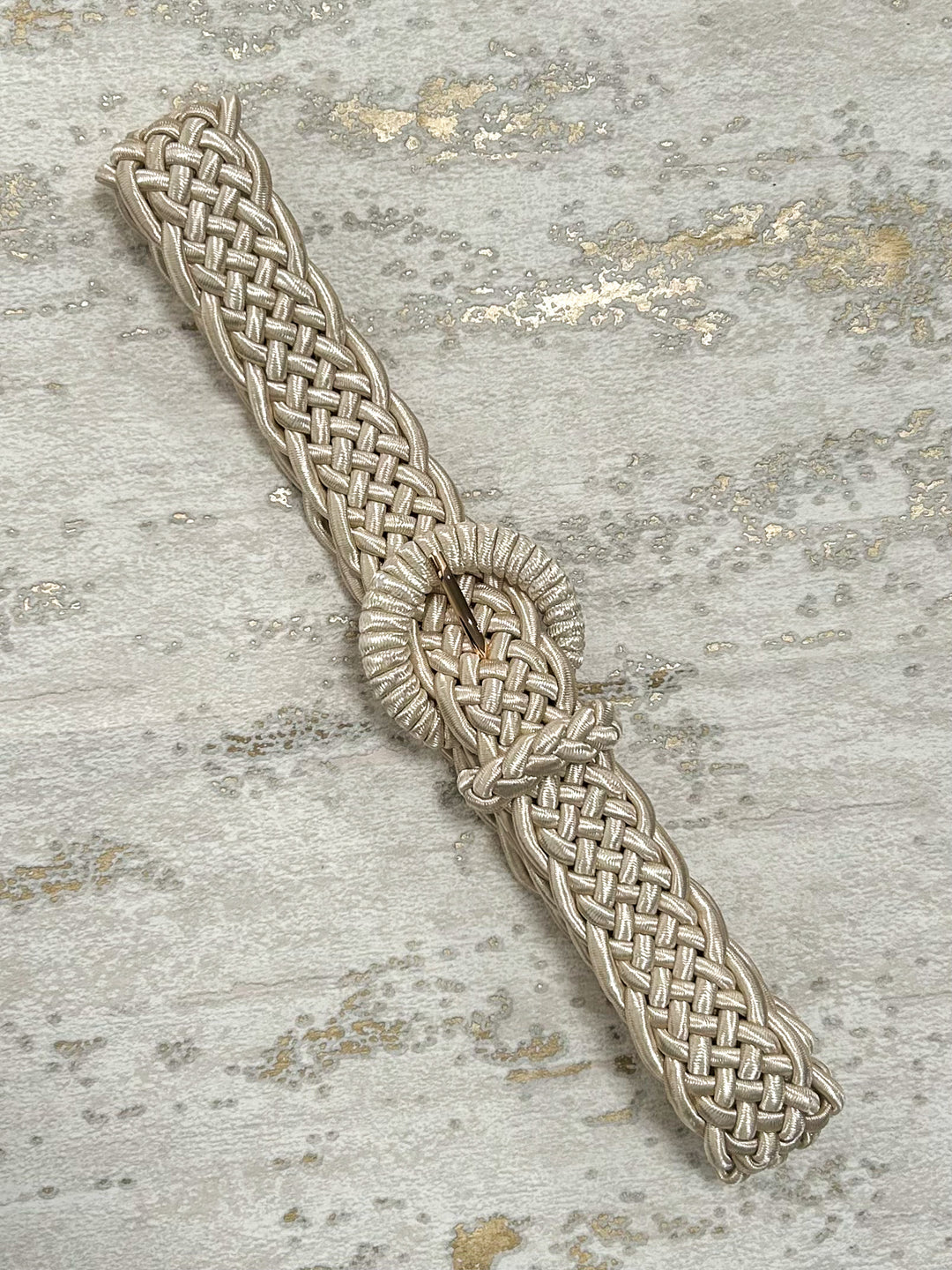 Cream Soft Plaited Detail Stretchy Belt