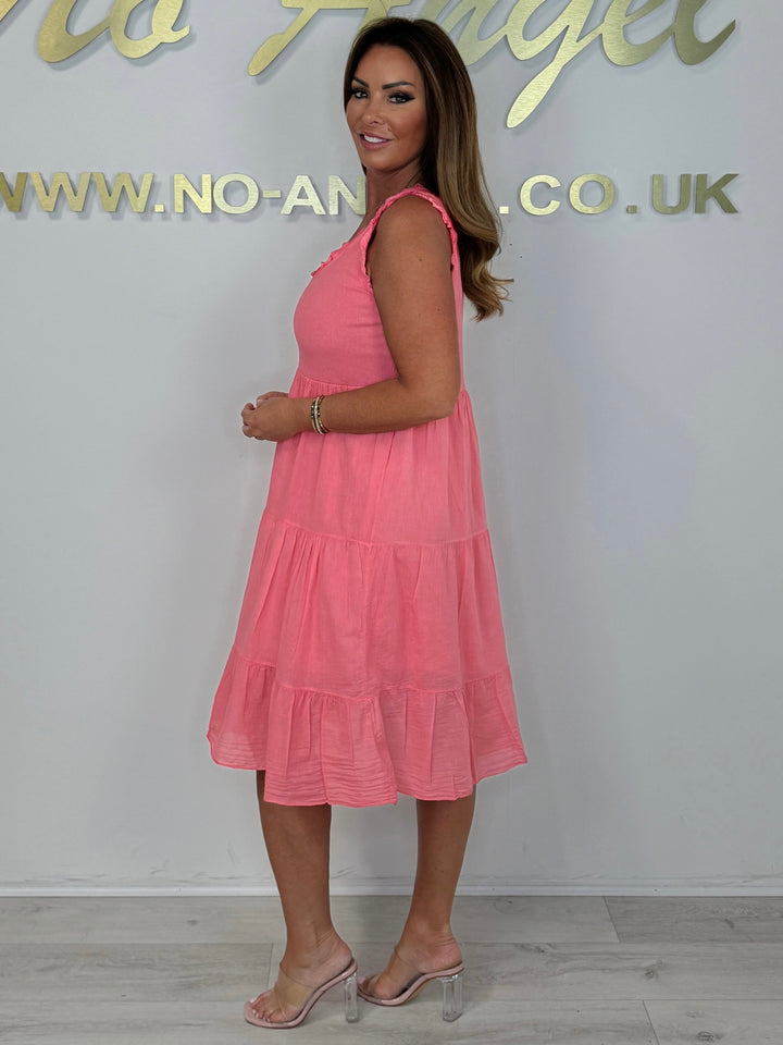 Ruffle Edge Ribbed Top Midi Dress (4 Colours)