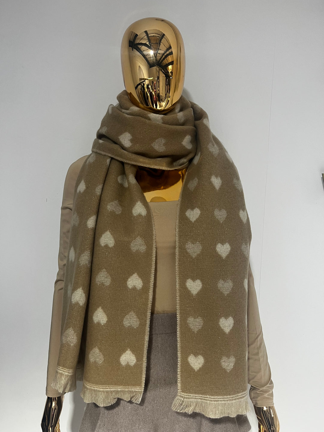 Heart Design Reversible Fleck Detail Frayed Edge Scarf (2 Colours)