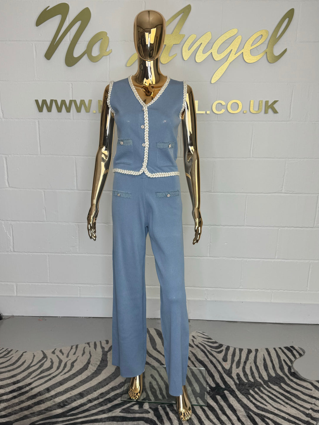 Plaited Trim Waistcoat & Trouser Co-ord (2 Colours)