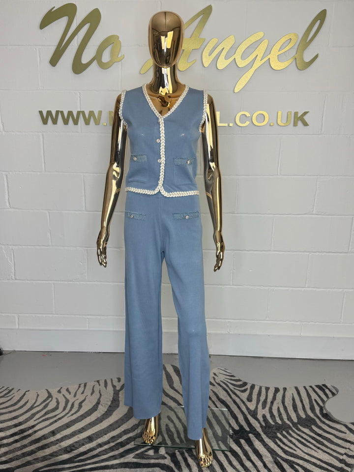 Plaited Trim Waistcoat & Trouser Co-ord (2 Colours)