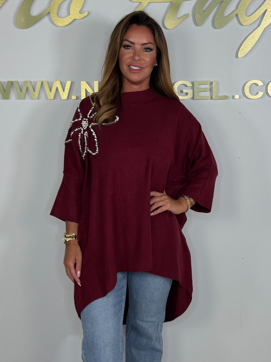 Pearl Flower Detail Oversized Jumper (6 Colours)