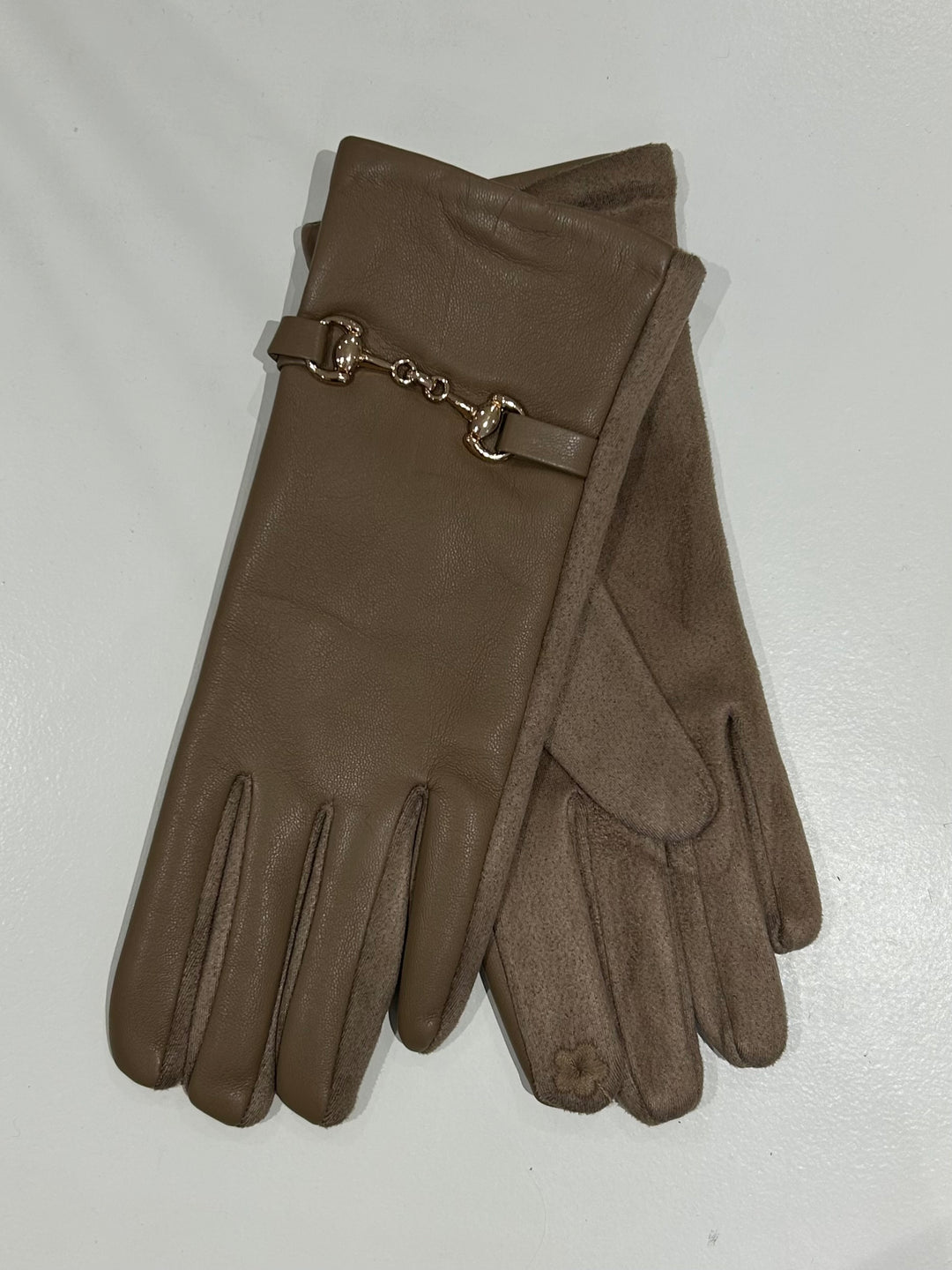 Faux Leather Gold Buckle Detail Gloves (3 Colours)