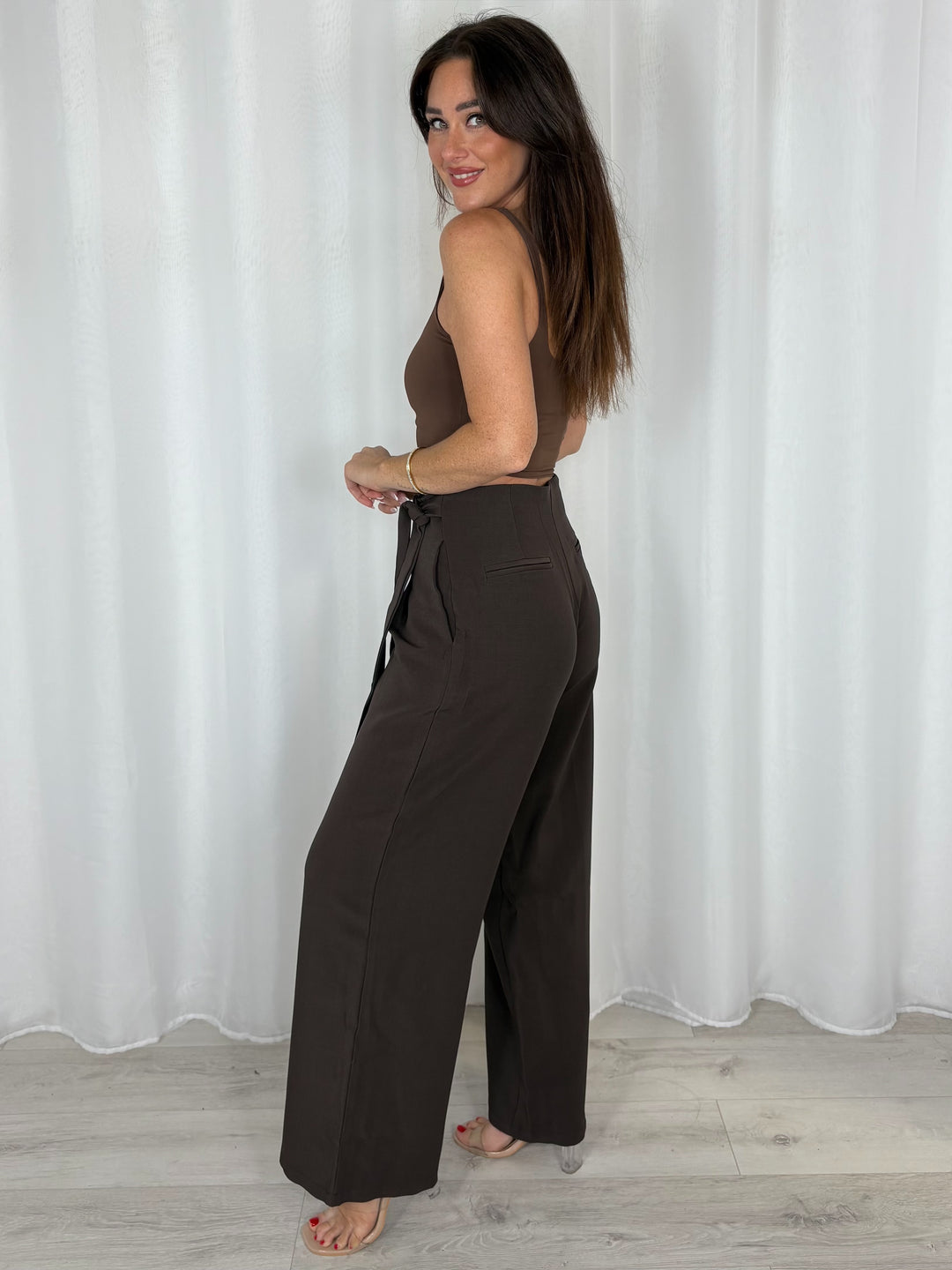 Wide Leg Trousers With Tie Up Bow (4 Colours)