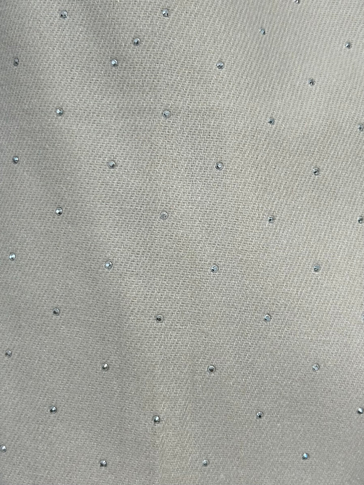 Cream Scattered Stud Frayed Edge Scarf