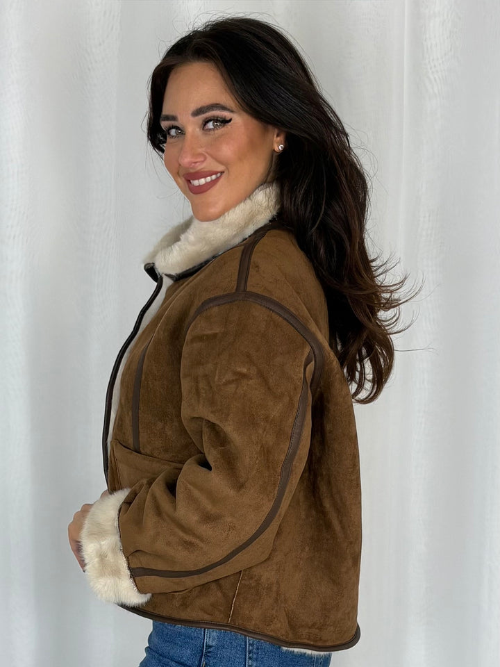Reversible Faux Suede And Faux Fur Jacket