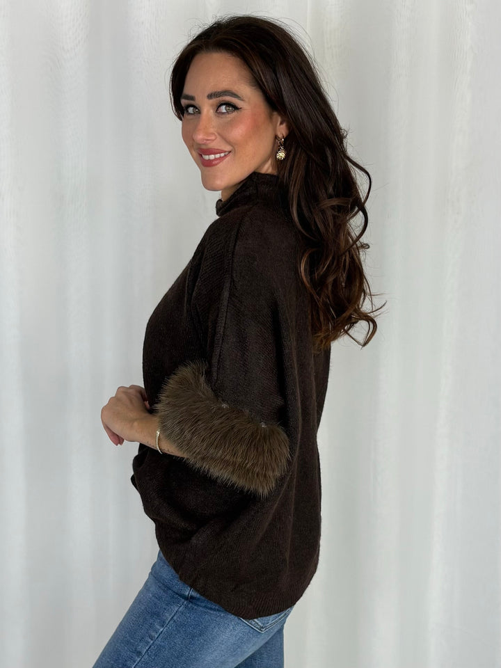 High Neck Faux Fur Jumper