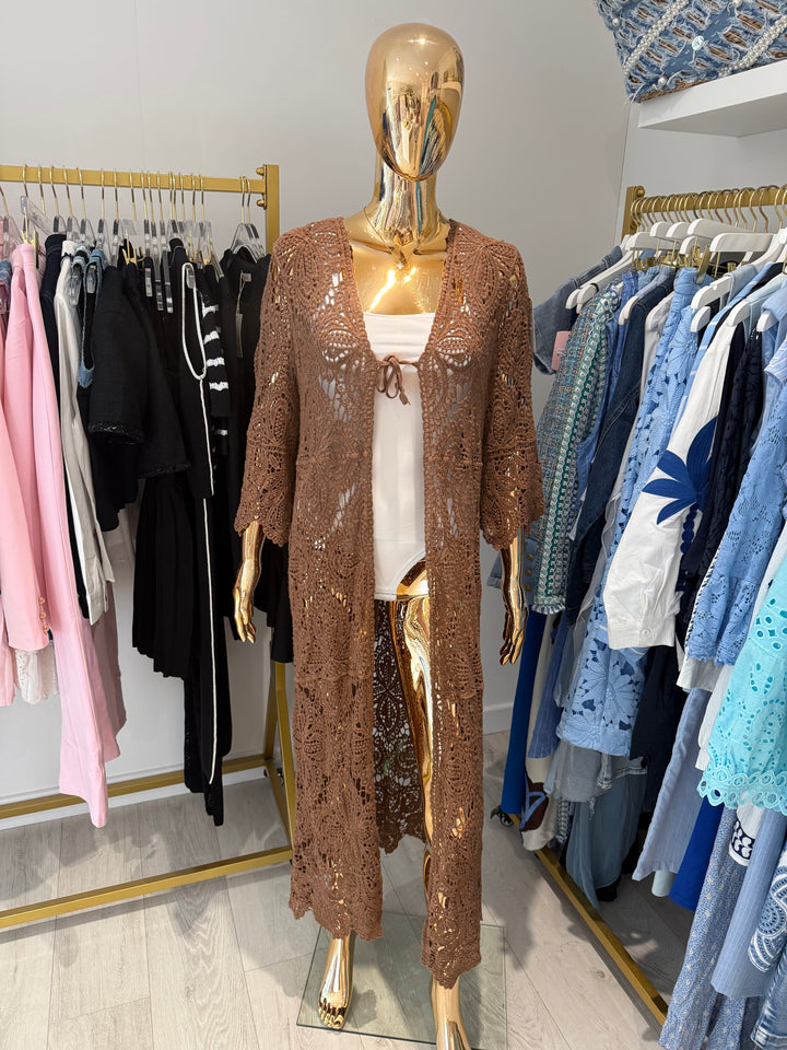 Crochet Longline Tie Front Kaftan (6 Colours)