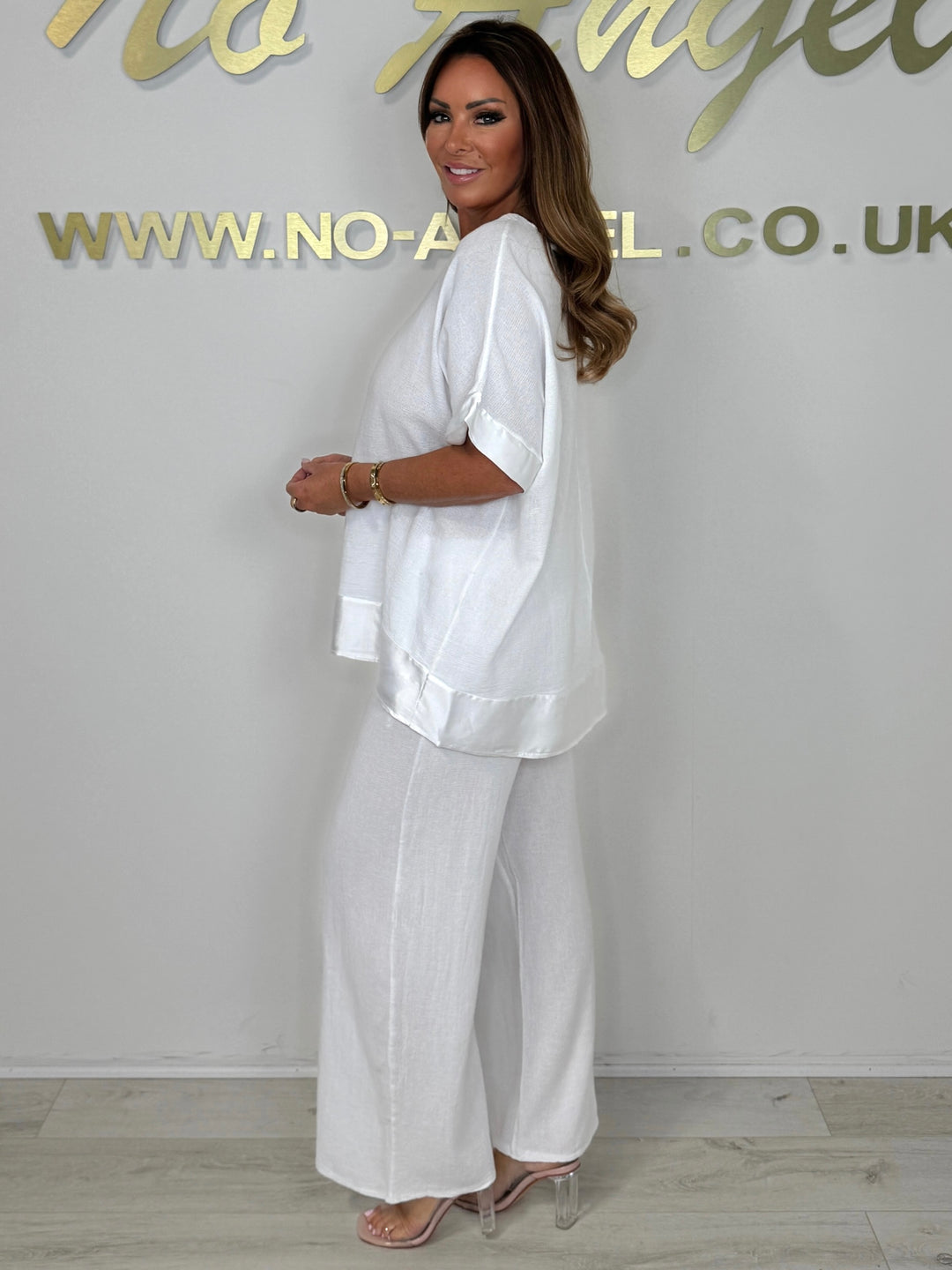 Satin Trim V-Neck Oversize Trouser Co-ord (9 Colours)