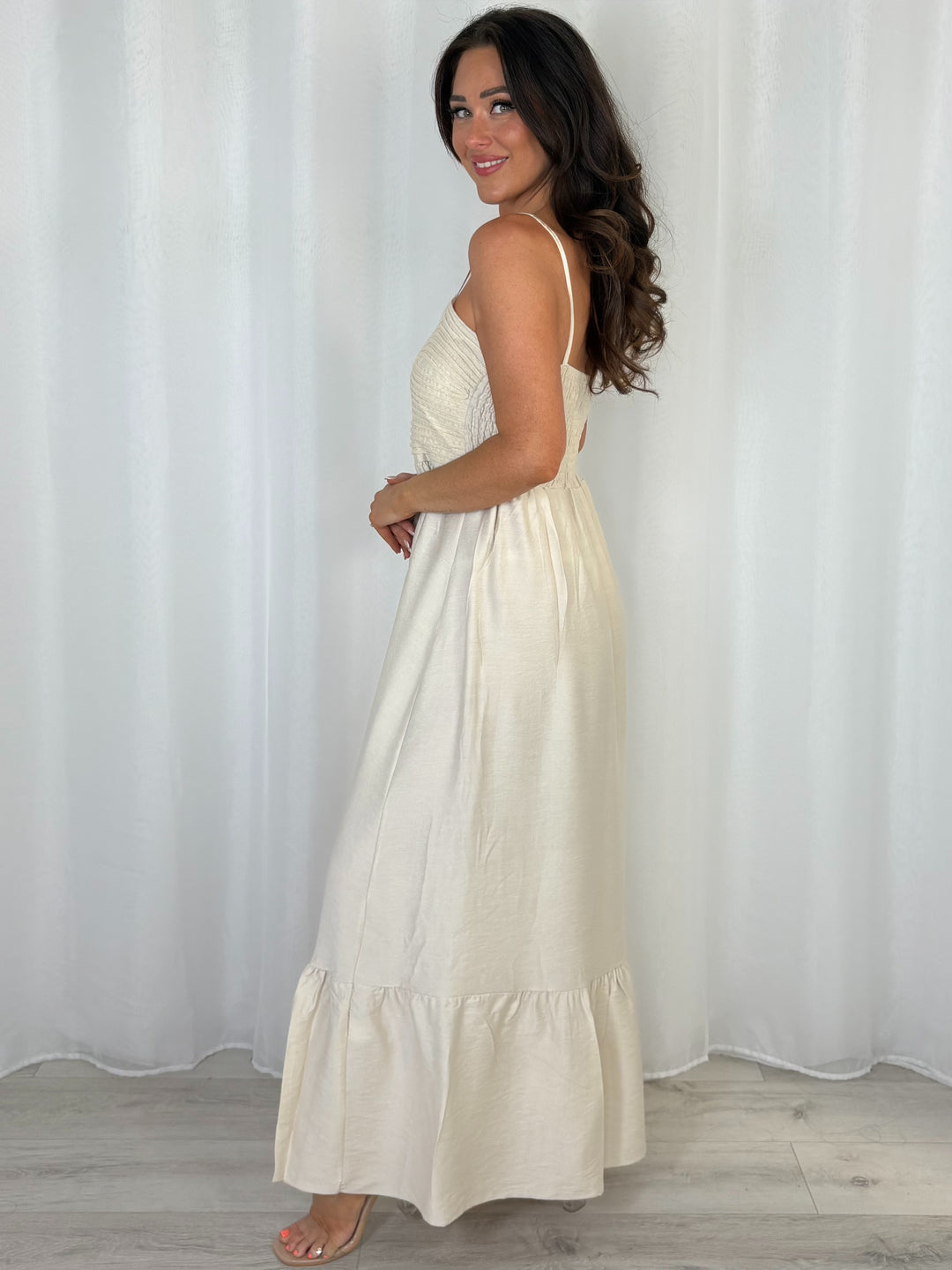 Stitching Swirl Design Tiered Dress (3 Colours)
