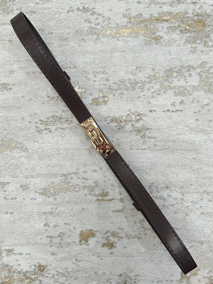 Gold Buckle Faux Leather Belt (3 Colours)
